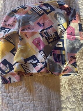 Puma Pastel Logo Pullover in Navy, Pink, Yellow and White